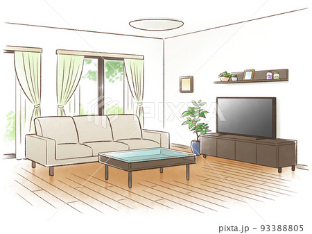 部屋 屋内 可愛い インテリアのイラスト素材