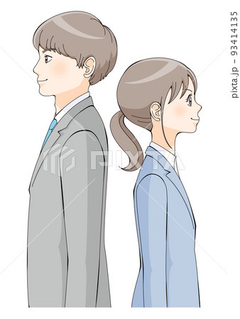 背中合わせのイラスト素材 背中合わせのイラスト素材