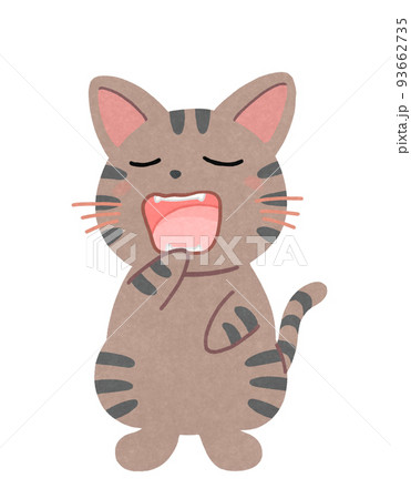 猫 あくび かわいい ネコのイラスト素材