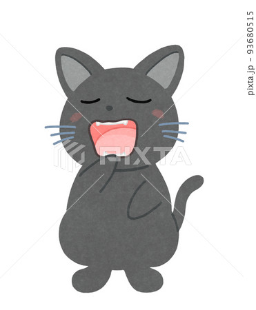 猫 あくび かわいい ネコのイラスト素材
