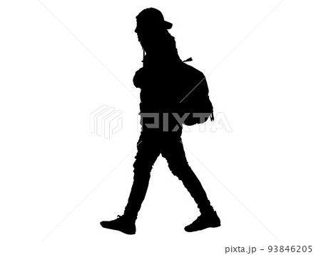 横向き 男性 全身 男 歩くのイラスト素材