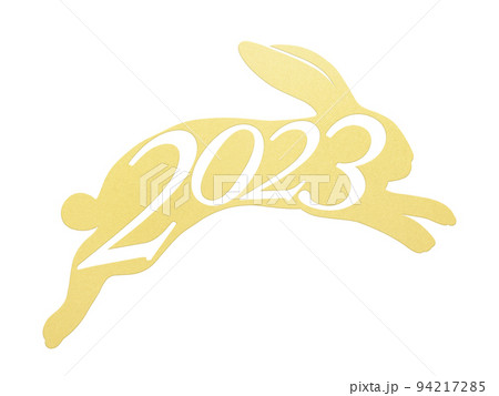 動物 シルエット ウサギ 和柄の写真素材