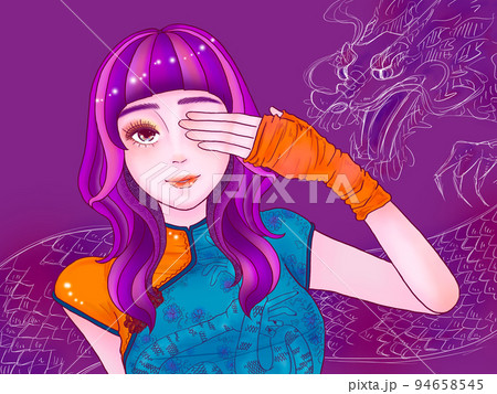 女性 チャイナ服 女の子 イラストのイラスト素材