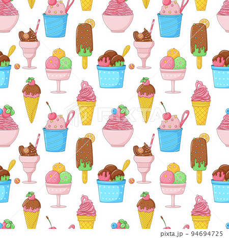 アイス パターン 壁紙 アイスクリームのイラスト素材