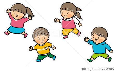 走る 子供のイラスト素材