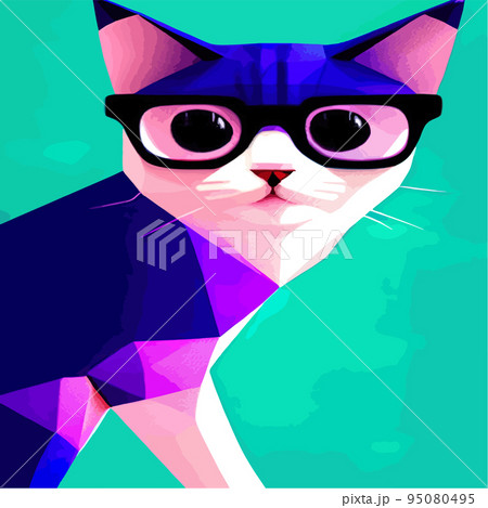 猫 顔 眼鏡 サングラスのイラスト素材