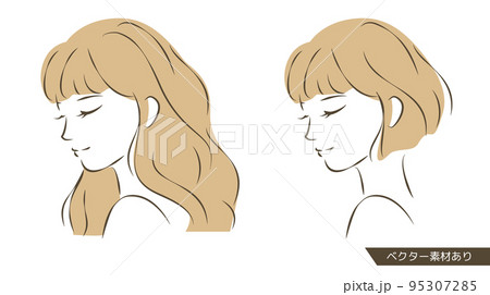 横顔美人のイラスト素材