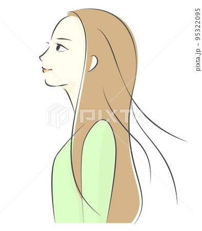 女性 人物 横顔 見上げる イラストのイラスト素材