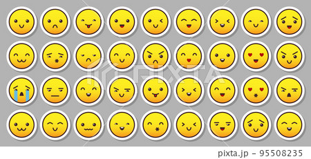 Premium Vector  Emoji yellow flat cartoon sticker big set