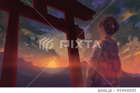 朝日 綺麗 夜明けのイラスト素材 朝日 綺麗 夜明けのイラスト素材