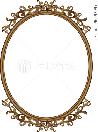 楕円形フレーム 華やか 額縁 アンティークフレームのイラスト素材