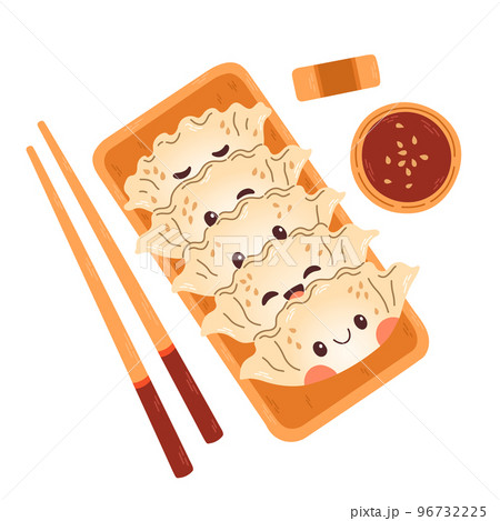 揚げ餃子のイラスト素材