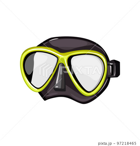 Diving mask and fins, isolated vector illustration, black