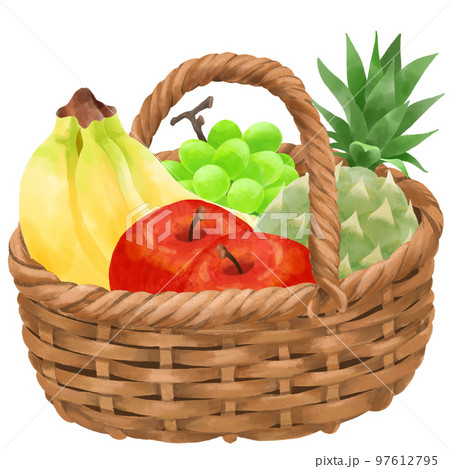 果物 バスケット フルーツバスケット 水彩のイラスト素材 - PIXTA