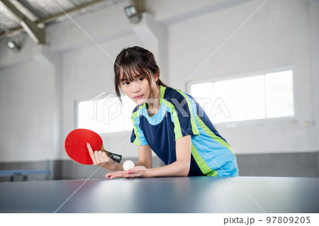 Cute Kids Playing Table Tennis Sports with Racket and Ball of Ping