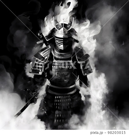 水墨画 騎馬武士 額装済み 水墨画 騎馬武士 額装済み