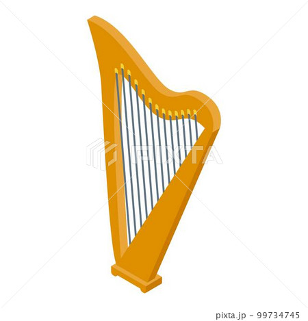 手描きイラスト 原画 創作【金の竪琴】 音楽 ハープ 竪琴 金のイラスト素材 - PIXTA