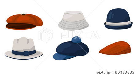 Fashion hats sketch. Headdress design for men. Baseball caps