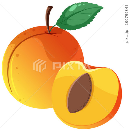 Cartoon Fruit peach number 5, digit five 18753542 Vector Art at