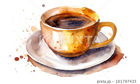 水彩画 水彩 コーヒー 珈琲のイラスト素材 - PIXTA