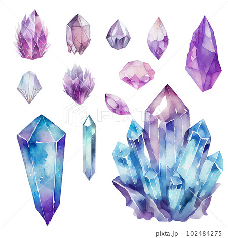 水彩画 宝石 結晶 原石のイラスト素材 - PIXTA