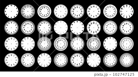 blank clock face on white background. hour dial sign. Dashes mark