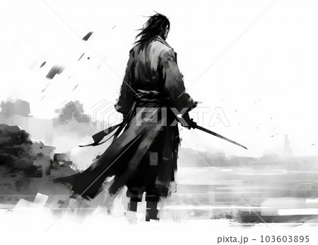 水墨画 侍の絵　絵27✖️24 水墨画 侍の絵 絵27✖️24 侍 - 西元祐貴