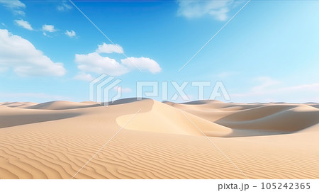 Desert Dune cliff sand landscape with clean blue sky. Minimal