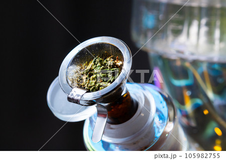 Medical Marijuana, smoking accessories. Glass bong for smoking