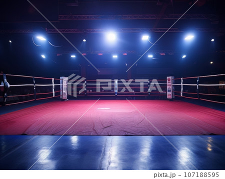 empty boxing ring with crowd