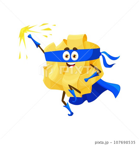 Cute cartoon lemon fruit, superhero character, vector food power