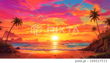 夕方の絵 夕方のイラストのイラスト素材 - PIXTA