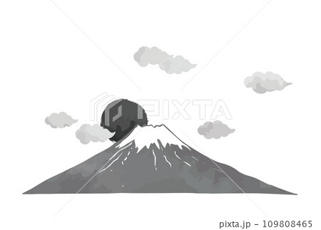 風景 モノクロ 富士 富士山のイラスト素材 - PIXTA