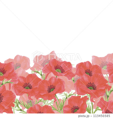 水彩画 花輪 ポピー ﾎﾟﾋﾟｰのイラスト素材 - PIXTA
