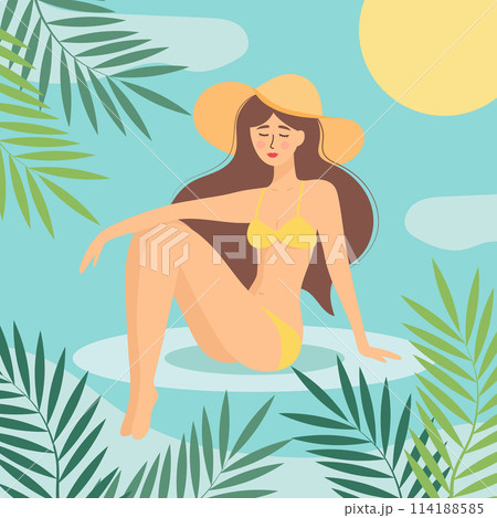 ビキニスタイルの女性イラスト マイクロビキニのグラマーな女性のイラスト素材 [117205127] - PIXTA