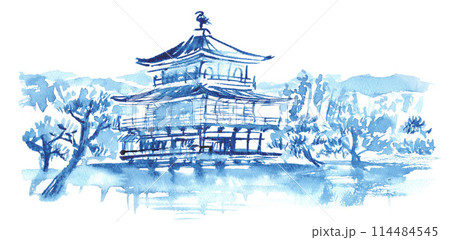 金閣寺 和 イラストのイラスト素材 - PIXTA