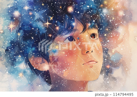 星空 水彩画 夜空 星屑のイラスト素材 - PIXTA