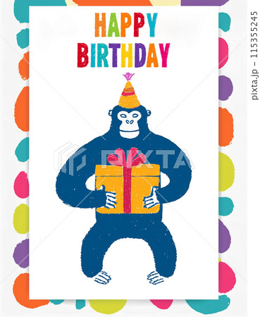 プレゼント ゴリラ 誕生日 ハッピーバースデーの写真素材 - PIXTA