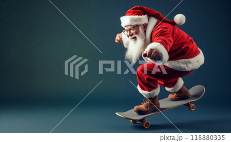 【一点物・新品】スケートするサンタ 一点物・新品】スケートするサンタ