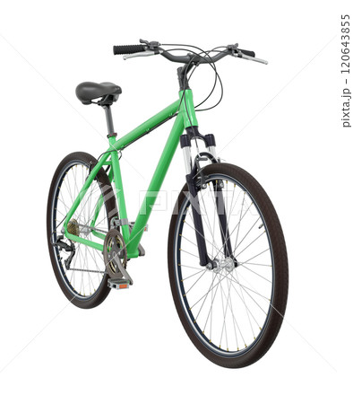 Green bicycle, front side view isolated onのイラスト素材
