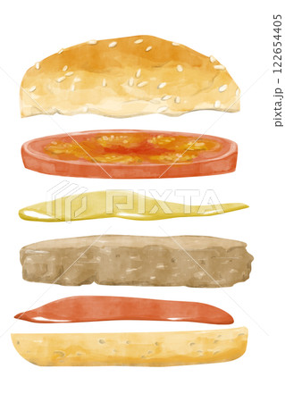 ハンバーガー バーガー 水彩 水彩画のイラスト素材 - PIXTA