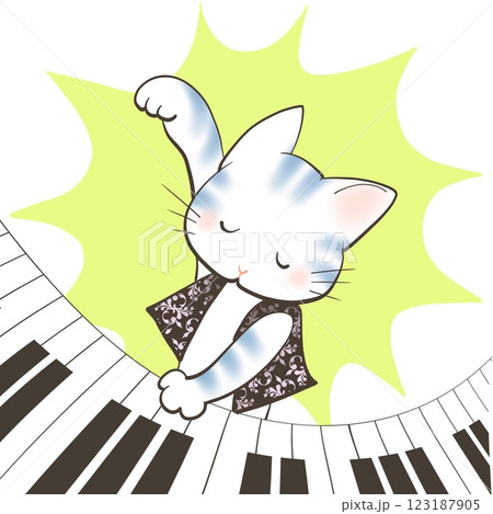 絵画。壁掛け原画【可愛い猫たちのロマンチックなピアノ演奏会】 絵画。壁掛け原画【可愛い猫たちのロマンチックなピアノ演奏会】
