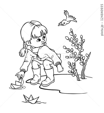 白黒の水たまりのイラスト素材 - PIXTA