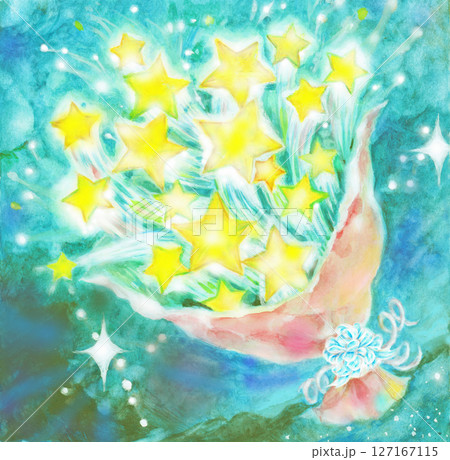 手書き 同人イラスト 絵 色紙 女性 美人 宇宙 夜空 流れ星 水彩画 ペン画 REGULUS@絵本アート | スピカ✨ #月#星#宇宙#星空#雲#流れ星