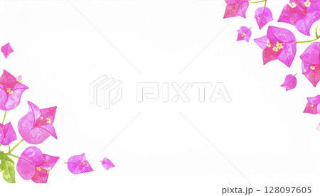 ブーゲンビリア咲くレストラン　透明水彩画　ホワイト額入り ブーゲンビリア咲くレストラン 透明水彩画 ホワイト額入り