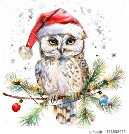 クリスマス　しろくまとふくろう 美しいクリスマスの白いフクロウのイラスト | Premium AI生成画像