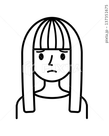 女性 女 ポートレート 線画のイラスト素材 - PIXTA