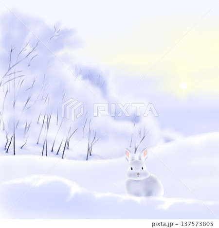 雪原 雪景色 うさぎのイラスト素材 - PIXTA